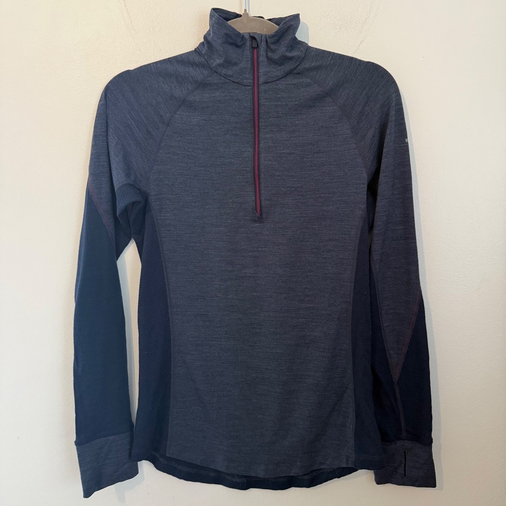 Icebreaker Merino Bodyfit Zone Half Zip Base Layer Navy Blue Womens Medium